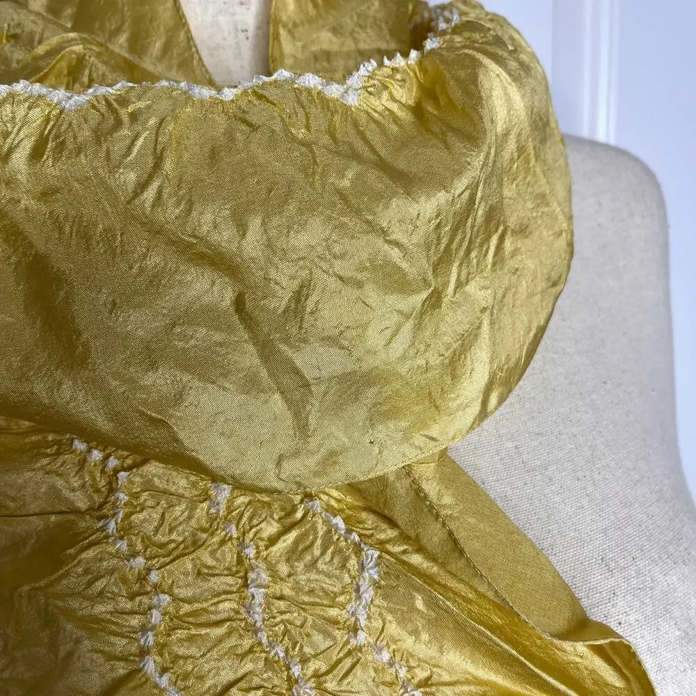 Eileen Fisher Scarf Women's Scarf Yellow Silk Rushing River Shibori Rafia 58
